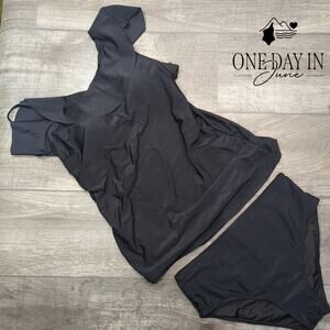 Yonique One Shoulder Tankini Swimsuit Size L